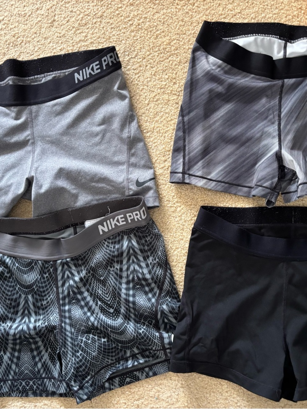 Nike Black & Gray Compression Shorts Four-Pack